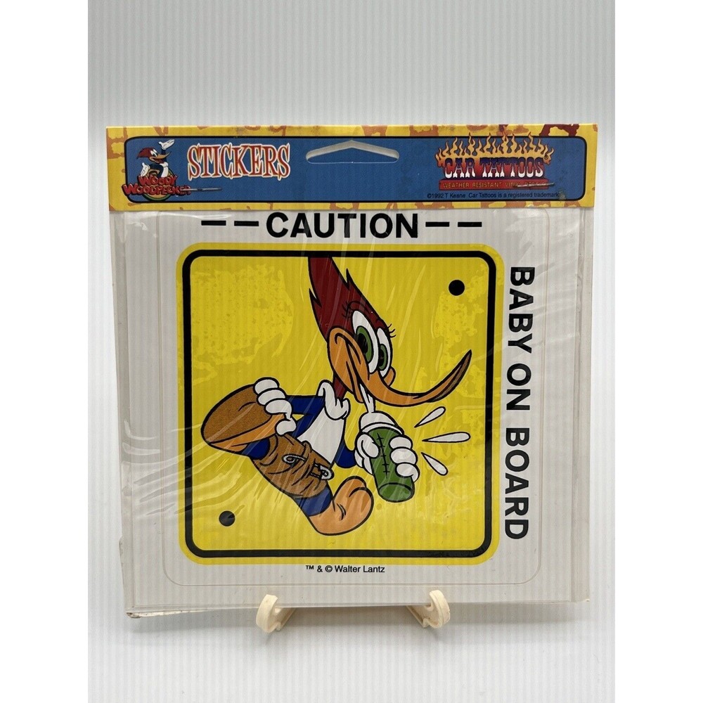 Baby Woody woodpecker vinyl sticker Caution Baby On Board!